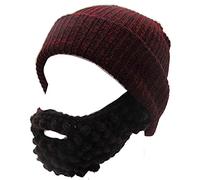 YEKEYI Bonnet unisexe en tricot avec motif de barbe pour Halloween, rouge vin, Taille unique