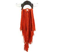 YEKEYI Bonnet viking à barbe - Bonnet d'hiver chaud en laine tricotée - Crâne, taille unique