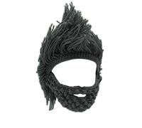 YEKEYI Bonnet viking à barbe - Bonnet d'hiver chaud en laine tricotée - Crâne, Taille unique
