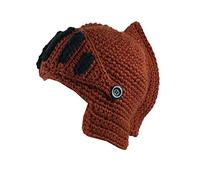 YEKEYI Casque de chevalier romain Visière de barbe Chapeau tricoté Bonnet Bonnet Chapeau Vent Masque Cosplay - Marron - Taille Unique