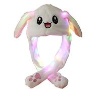 YEKEYI Chapeau de lapin lumineux à LED pour femme et fille - Blanc - Taille Unique