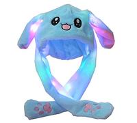 YEKEYI Chapeau de lapin lumineux à LED pour femme et fille - Bleu - Taille Unique