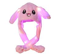 YEKEYI Chapeau de lapin lumineux à LED pour femme et fille - Rose - Taille Unique