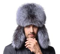 YEKEYI Chapeau de trappeur d'hiver russe pour homme et femme - Chapeau en fourrure synthétique de lapin avec cache-oreilles - Coupe-vent, 02 - Gris, Taille unique