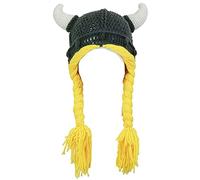 YEKEYI Chapeau d'hiver pour filles et garçons - Bonnet en tricot viking amusant - Bonnet d'hiver pour enfants, jaune, 52