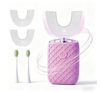 yeklike Brosse à dents automatique en forme de U pour adulte, brosse à dents électrique Sonic Full Mouth Blanchiment à 360 °, étanchéité IPX7, rechargeable avec 3 formes en U et 2 têtes droites