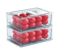 YekouMax Rangement Frigo, Rangement Frigo Transparent, Boite Rangement Frigo, Organisateur Frigo, Fruits du Réfrigérateur, Légumes, Viande et Tiroirs Fais, Pas de BPA(2 pièces,30 x 20,6 x 11,5 cm)