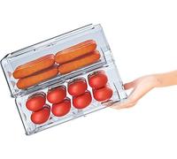 YekouMax Rangement Frigo, Rangement Frigo Transparent, Boite Rangement Frigo, Organisateur Frigo, Fruits du Réfrigérateur, Légumes, Viande et Tiroirs Frais, Pas de BPA(2 pièces,30 x 14,6 x 11,5 cm)