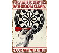 Yelacecca Darts Our Goal Is To Keep The Bathroom Clean. Your Goal Will Be Helpful. Décoration murale de salle de bain Nostalgiron Panneau mural humoristique en métal pour bar familial 20,3 x 30,5 cm