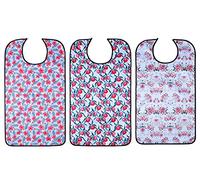 YELAIYEHAO Lot de 3 bavoirs imperméables lavables réutilisables pour adulte avec récupérateur de miettes en option 34 x 45,7 cm pour femme