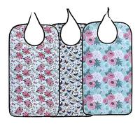 YELAIYEHAO Lot de 3 bavoirs lavables réutilisables imperméables avec attrape-miettes en option pour femme (papillon + vert + blanc, 34 x 45,7 cm)