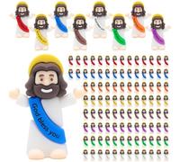 Yelakey Lot de 100 mini figurines de Jésus en vrac pour cacher et chercher des cadeaux d'école du dimanche pour remplir les œufs de Pâques