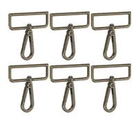 YELARXI Lot de 6 mousquetons pivotants en métal avec anneau en D pour lanière de porte-clés - Fermoir mousqueton - Pour fabrication de sacs à main - Couture - Bricolage - 5,1 cm - Bronze