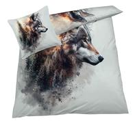 YELDAN Housse de Couette 200x200 Loup Animaux Forêt - Parure de Lit 2 Personne avec Fermeture éclair - Sets de Housses de Couettes Imprimée en Microfibre Douce avec 2 Taie d'oreiller 65x65