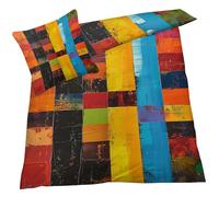 YELDAN Housse de Couette 220x240 Coloré Grille Patchwork, Design d'impression Doux Parure de Lit en Microfibre 2 Personne avec Fermeture éclair et 2 Taie d'oreiller 65x65 cm