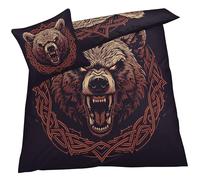 YELDAN Housse de Couette 220x240 Ours Animaux Viking - Parure de Lit 2 Personne avec Fermeture éclair - Sets de Housses de Couettes Imprimée en Microfibre Douce avec 2 Taie d'oreiller 65x65