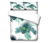 YELDAN Housse de Couette 240x260 Plantes Tropicales + 2 Taies d'oreiller 65x65cm - Parure de Lit Feuilles Adulte 2 Personne 110 Fils/cm² - Microfibre avec Fermeture Éclair