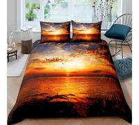 YELDAN Parure de Lit 220x240 Coucher de Soleil en mer - Housse de Couette 2 Personne avec Fermeture éclair - Ensemble Literie en Microfibre Douce avec 2 Taie d'oreiller 65x65