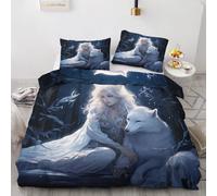 YELDAN Parure de Lit Fille Renard Conte de Fées Fantaisie, Housse de Couette 200x200 Imprimée - Set Housse de Couette 2 Personne en Microfibre avec Fermeture Éclair, 2 Taie d'oreiller 65x65 cm
