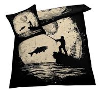 YELDAN Parure de Lit Pêche Chasse, Housse de Couette 140x200 Imprimée - Set Housse de Couette 1 Personne en Microfibre avec Fermeture Éclair, 1 Taie d'oreiller 65x65 cm