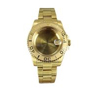 YELEMEABHB Boîtier de montre 40 mm, bracelet en or et saphir, compatible avec for Seiko NH35 NH36 NH70 8215 2824, lunette de yacht noire, bracelet Oyster, boucle coulissante Boîtier de montre(Brushed