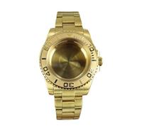 YELEMEABHB Boîtier de montre 40 mm, bracelet en or et saphir, compatible avec for Seiko NH35 NH36 NH70 8215 2824, lunette de yacht noire, bracelet Oyster, boucle coulissante Boîtier de montre(Brushed