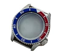 YELEMEABHB Boîtier de montre automatique argenté en verre saphir for Seiko NH35 NH36 4R36 SKX007SKX013 120 clics Boîtier de montre(BLACK Chapter ring 4)