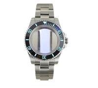 YELEMEABHB Boîtier de montre de luxe 40 mm, bracelet brossé en saphir for NH35 NH36 NH34 8215 Eta2824, mouvement automatique C3, lunette lumineuse Boîtier de montre(Glass Bottom Cover 2,NH35 NH36 NH34
