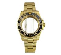 YELEMEABHB Boîtier de montre de plongée en or 40 mm, bracelet for boucle coulissante, verre saphir, for Seiko NH35 NH36 NH3 Boîtier de montre(Glass Bottom Cover 1,NH35 NH36 NH34 NH38)