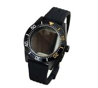 YELEMEABHB Boîtier de montre de plongée noir 40 mm, pièces en saphir, compatible avec Black Tiger Whale, compatible avec for Seiko NH34 NH35 NH36, mouvement automatique, bracelet en caoutchouc Boîtier