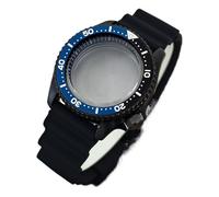 YELEMEABHB Boîtier de montre noir 42,5 mm, verre saphir à double arc for NH34, NH35, NH36, NH38, NH70, avec anneau de chapitre et bracelet en caoutchouc. Boîtier de montre(Black chapter ring 1)