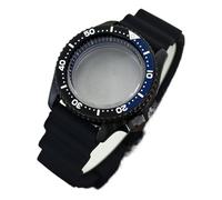 YELEMEABHB Boîtier de montre noir 42,5 mm, verre saphir à double arc for NH34, NH35, NH36, NH38, NH70, avec anneau de chapitre et bracelet en caoutchouc. Boîtier de montre(Black chapter ring 4)