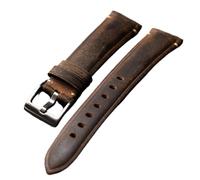 YELEMEABHB Bracelet de montre en cuir de vachette fait main, 18, 19, 20, 21 et 22 mm, marron, style vintage, brossé, épais, for homme Bracelet de montre(21mm)