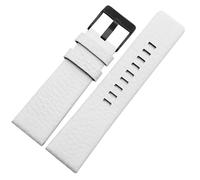 YELEMEABHB Bracelet de montre en cuir for Diesel DZ7333 DZ7348 DZ4318, 22 mm, 24 mm, 26 mm, 28 mm, 30 mm, noir, blanc, marron, rouge Bracelet de montre(White black,24mm)