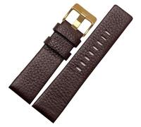 YELEMEABHB Bracelet de montre en cuir for Diesel DZ7333 DZ7348 DZ4318, 22 mm, 24 mm, 26 mm, 28 mm, 30 mm, noir, blanc, marron, rouge Bracelet de montre(Brown gold,28mm)
