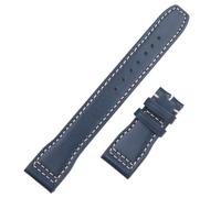 YELEMEABHB Bracelet de montre en cuir souple véritable noir, marron et bleu, 22 mm, compatible for les montres IWC for Pilots Little Prince Mark 18, acier Bracelet de montre(Blue,22MM_BLACK ROUND BUCK