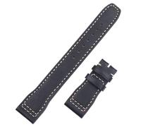 YELEMEABHB Bracelet de montre en cuir souple véritable noir, marron et bleu, 22 mm, compatible for les montres IWC for Pilots Little Prince Mark 18, acier Bracelet de montre(Blakc,22MM_WITHOUT)