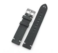 YELEMEABHB Bracelet de montre en cuir suédé 18 mm, 20 mm, 22 mm, 24 mm, marron, gris, vintage, coutures faites for la main, remplacement for chaque montre Bracelet de montre(Dark Gray,18mm)