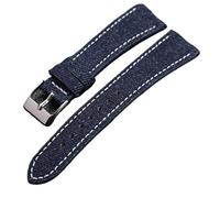 YELEMEABHB Bracelet de montre en denim fait main 18, 19, 20, 22 mm, en cuir noir et vert, souple, ultra-fin, for dégagement rapide, for montres vintage for hommes Bracelet de montre(Bule,20mm)