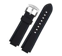 YELEMEABHB Bracelet de montre en silicone for Casio EDIFICE série 5634 EFS-S570YD/YDC/YDB, bracelet de montre convexe modifié, bandes en caoutchouc noir Bracelet de montre(Black blue silver)