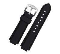 YELEMEABHB Bracelet de montre en silicone for Casio EDIFICE série 5634 EFS-S570YD/YDC/YDB, bracelet de montre convexe modifié, bandes en caoutchouc noir Bracelet de montre(Black Silver)
