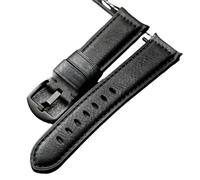 YELEMEABHB Bracelet de montre mécanique en cuir de vache noir fait main, 20, 22, 24, 26 mm, style rétro, for homme Bracelet de montre(A Brack Buckle,24mm)