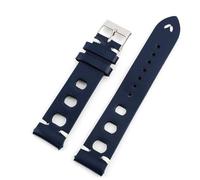 YELEMEABHB Bracelet de montre rétro 18 mm, 20 mm, 22 mm, 24 mm, trois trous, respirant, à dégagement rapide Bracelet de montre(Blu,18mm)