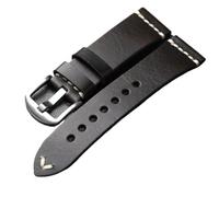 YELEMEABHB Bracelet de montre vintage en cuir de veau, fait main, huilé et ciré, 18, 19, 20, 21, 22, 24 mm, marron et bleu, souple, for homme Bracelet de montre(A Silver clasp,24mm)