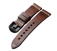 YELEMEABHB Bracelet de montre vintage en cuir de veau, fait main, huilé et ciré, 18, 19, 20, 21, 22, 24 mm, marron et bleu, souple, for homme Bracelet de montre(C Brack clasp,24mm)