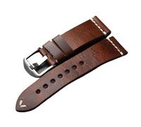 YELEMEABHB Bracelet de montre vintage en cuir de veau, fait main, huilé et ciré, 18, 19, 20, 21, 22, 24 mm, marron et bleu, souple, for homme Bracelet de montre(C Silver clasp,22mm)