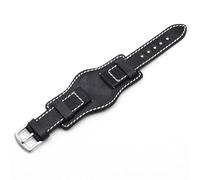 YELEMEABHB Bracelet de montre vintage fait main 20 mm, 22 mm, 24 mm, en cuir véritable avec bracelet en cuir de vache mat, compatible avec les montres for Fossil Bracelet de montre(Noir,24mm)