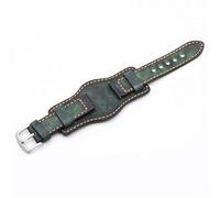 YELEMEABHB Bracelet de montre vintage fait main 20 mm, 22 mm, 24 mm, en cuir véritable avec bracelet en cuir de vache mat, compatible avec les montres for Fossil Bracelet de montre(Verde,22mm)