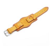 YELEMEABHB Bracelet de montre vintage fait main 20 mm, 22 mm, 24 mm, en cuir véritable avec bracelet en cuir de vache mat, compatible avec les montres for Fossil Bracelet de montre(Giallo,20mm)