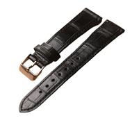 YELEMEABHB Bracelet en alligator fait main, 18, 19, 20, 21, 22 mm, motif bambou, cuir style vintage, taille S/M. Bracelet de montre(Rose Gold,19mm)